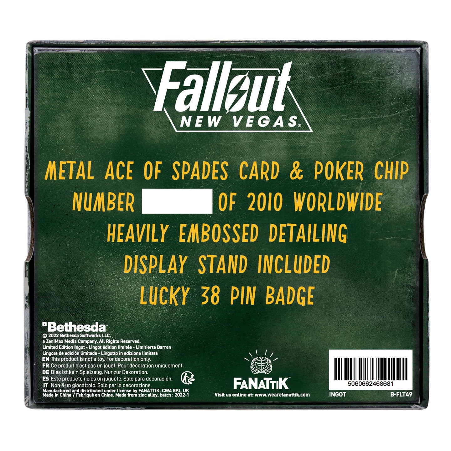 Fallout New Vegas Lucky 38 Metal Casino Set Packaging Reverse