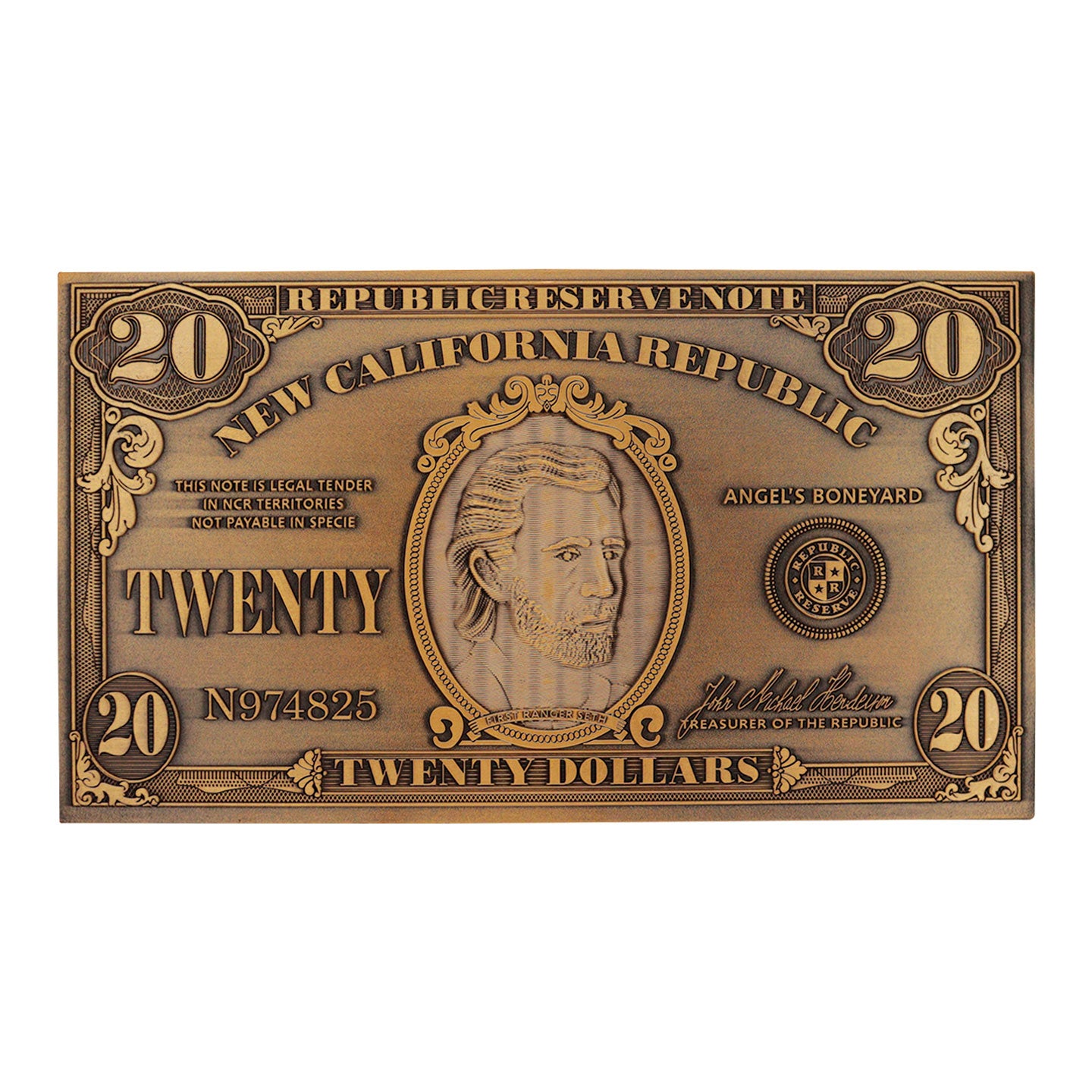 Fallout New Vegas Replica NCR $20 Bill Front View