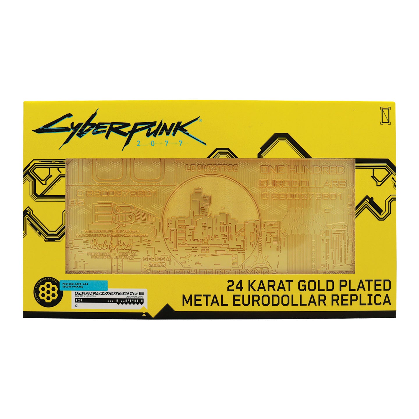 Cyberpunk 2077 24k Gold Plated Metal Eurodollar Replica Packaging