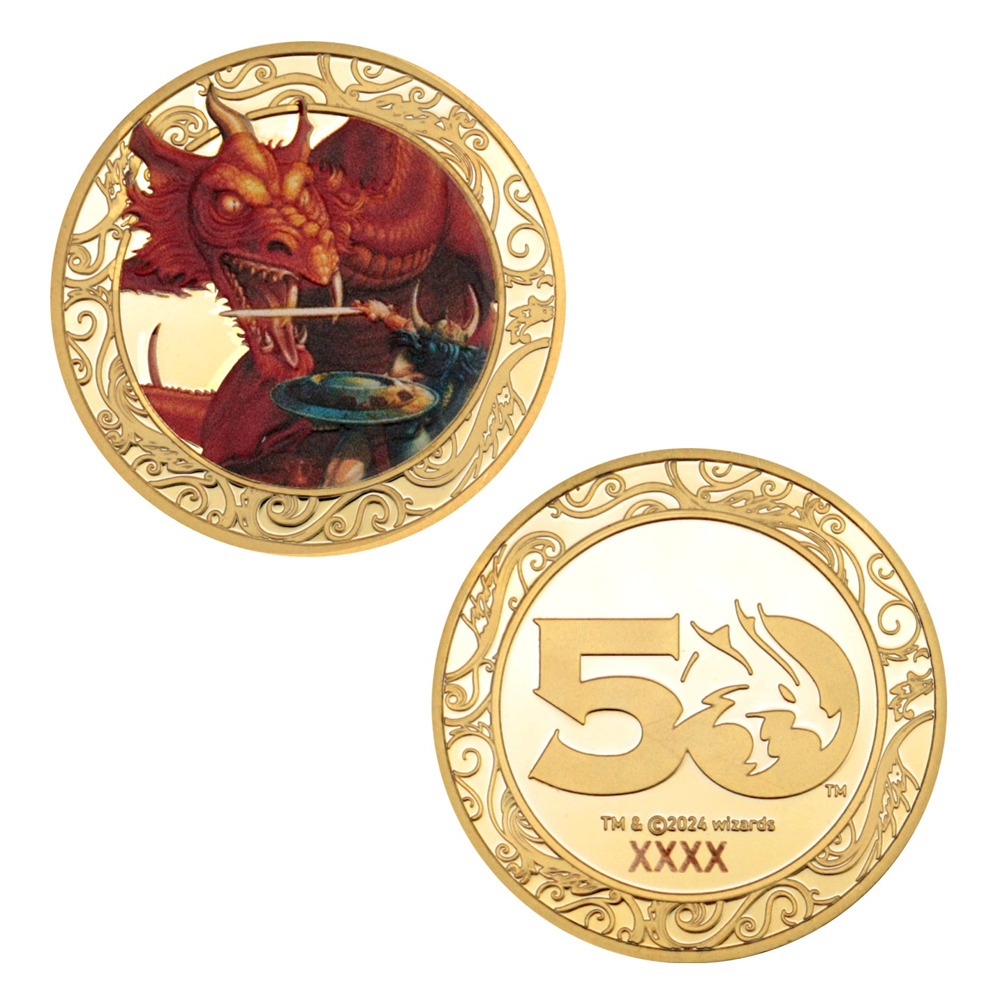 Dungeons & Dragons 50th Anniversary 24k Gold Plated Coin with Colour Print