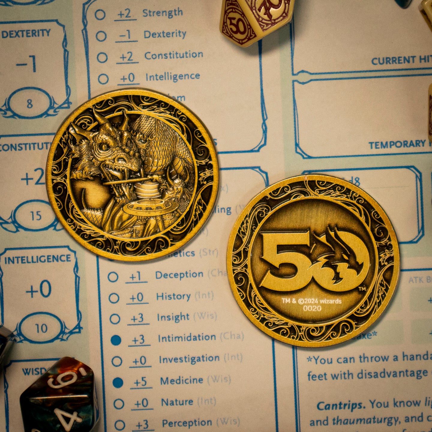 Dungeons & Dragons 50th Anniversary Antique Gold Collectible Coin