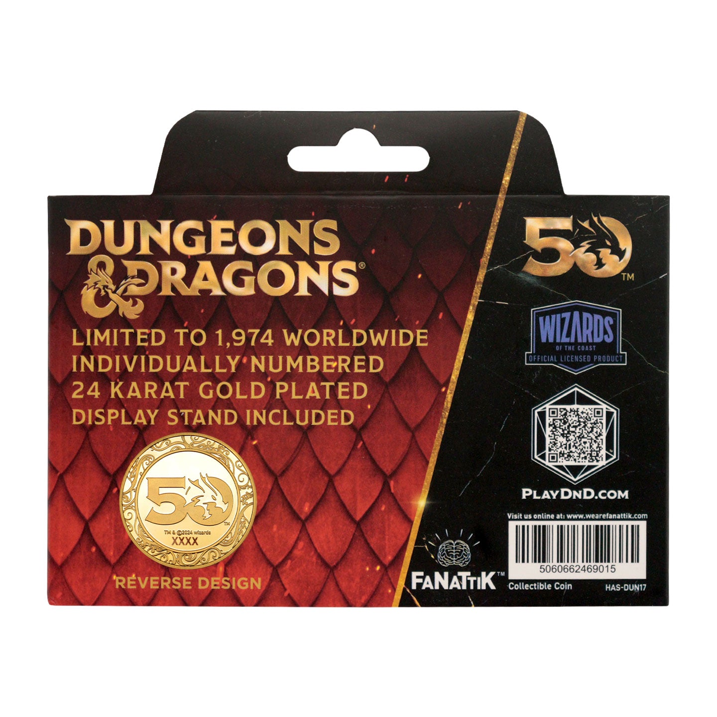 Dungeons & Dragons 50th Anniversary 24k Gold Plated Coin with Colour Print