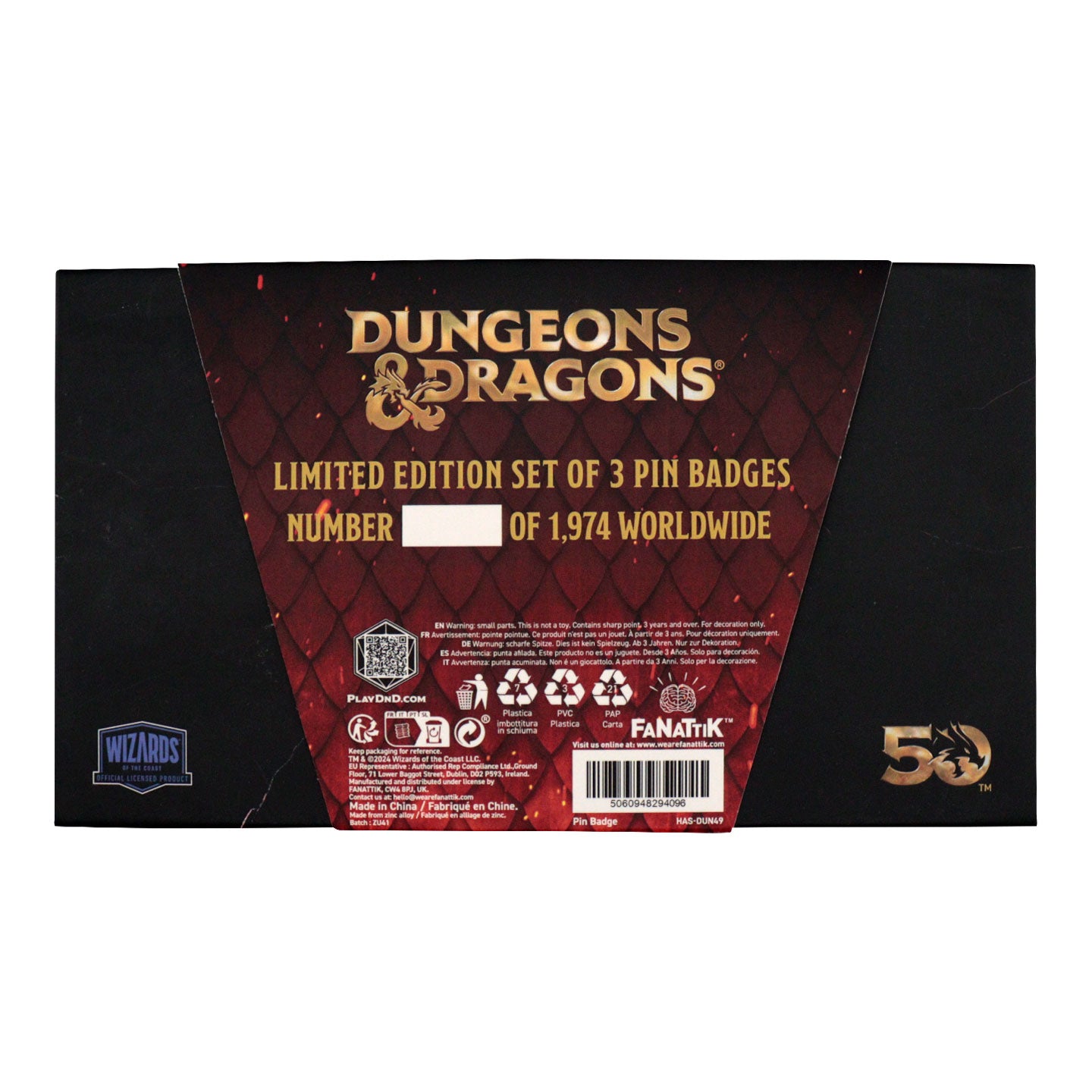 Dungeons & Dragons 50th Anniversary Set of 3 Pin Badges