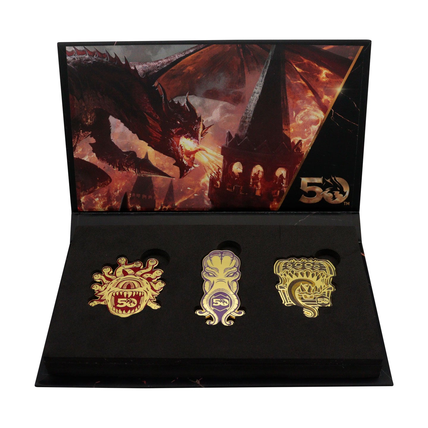 Dungeons & Dragons 50th Anniversary Set of 3 Pin Badges Open Box 