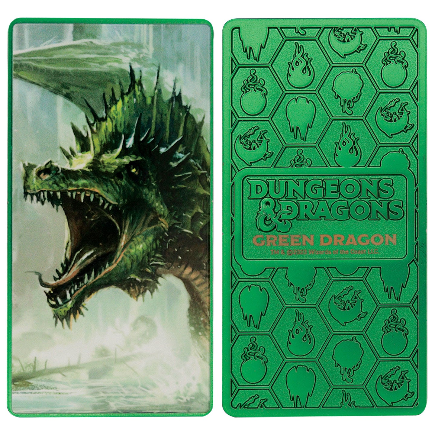 Dungeons & Dragons Chromatic Dragons Ingot Set Green Dragon Close Up