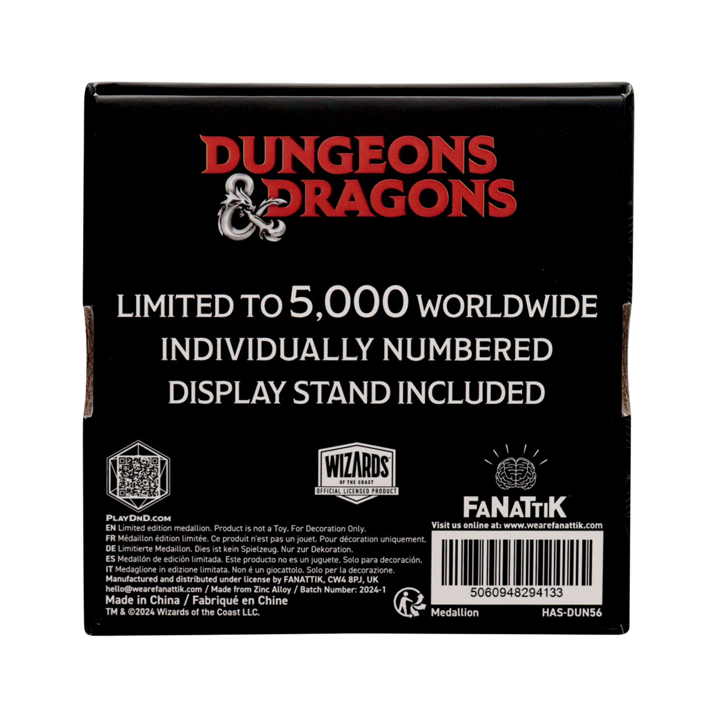 Dungeons & Dragons D20 Medallion Packaging reverse