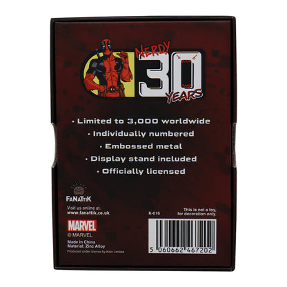 Marvel Limited Edition Deadpool 30th Anniversary Ingot