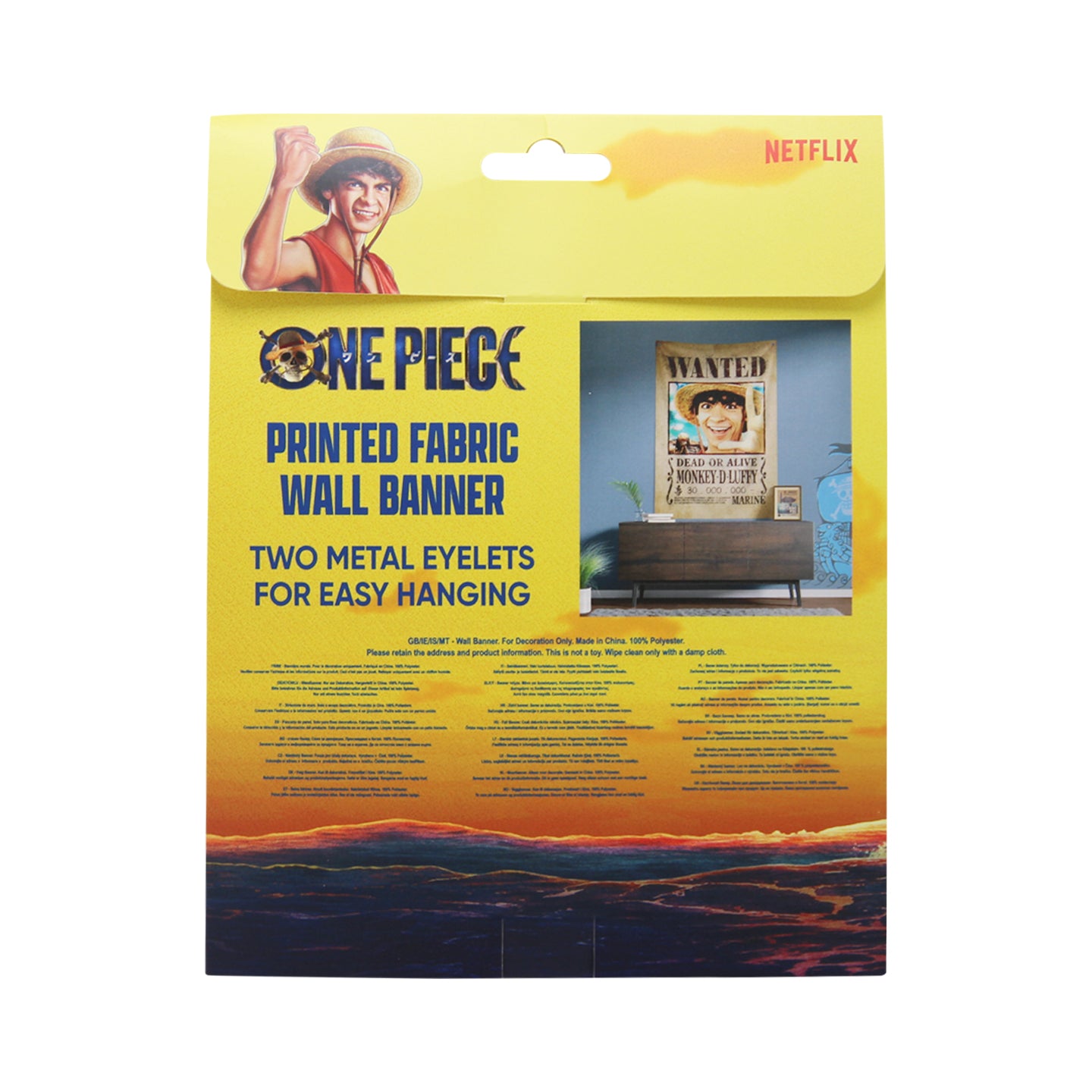 One Piece Wanted Poster Wall Banner Packaging Reverse