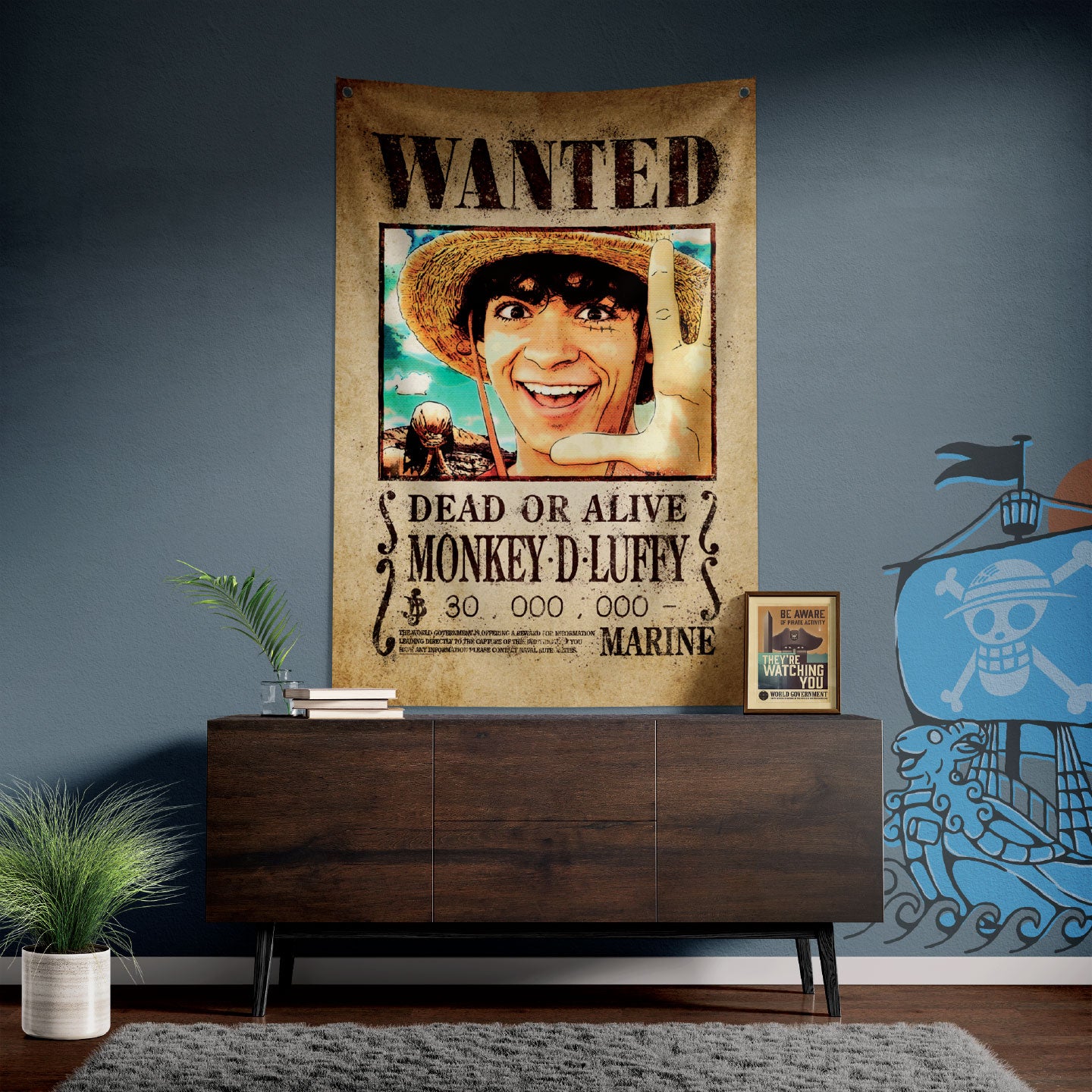 One Piece Wanted Poster Wall Banner Lifestyle