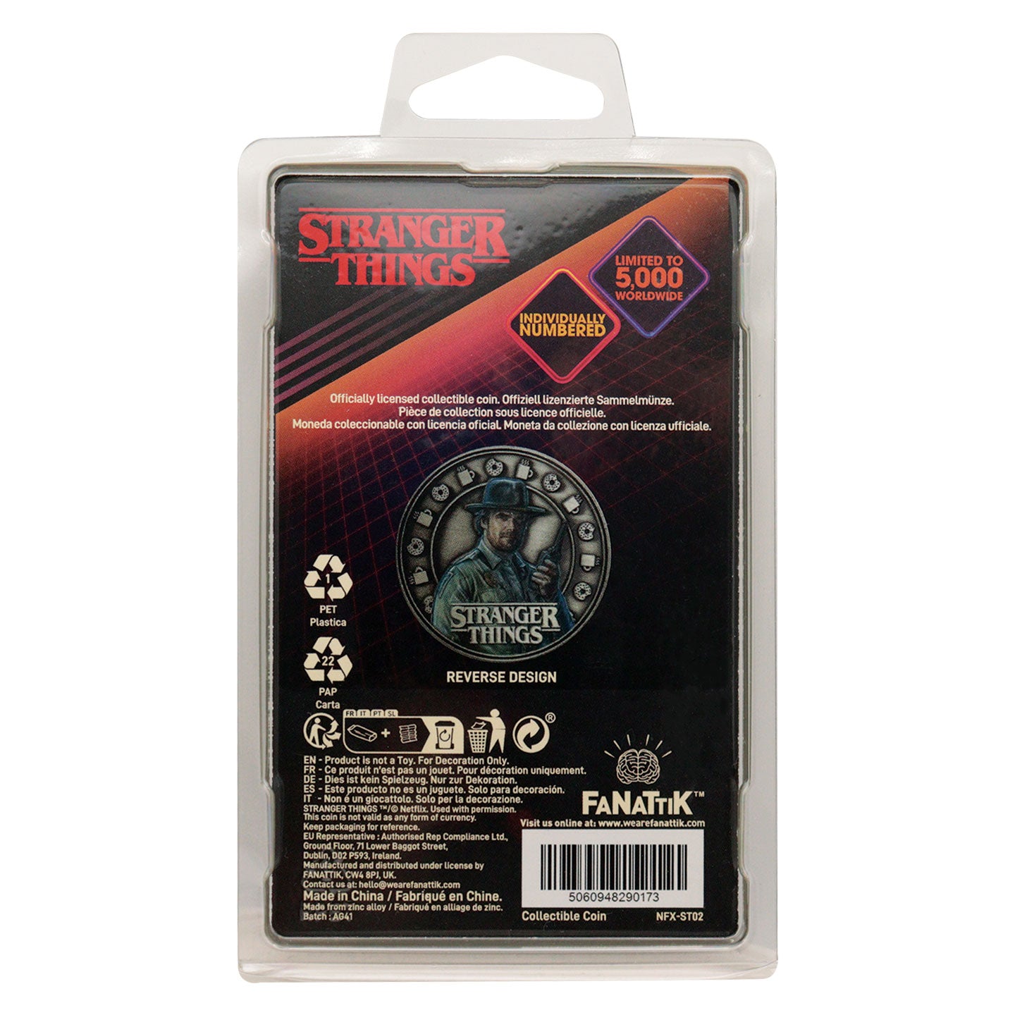 Stranger Things Eleven and Hopper Collectible Coin Packaging Reverse 