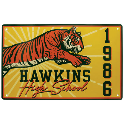 Stranger Things Set of 3 Tin Signs Hawkins Tiger Design