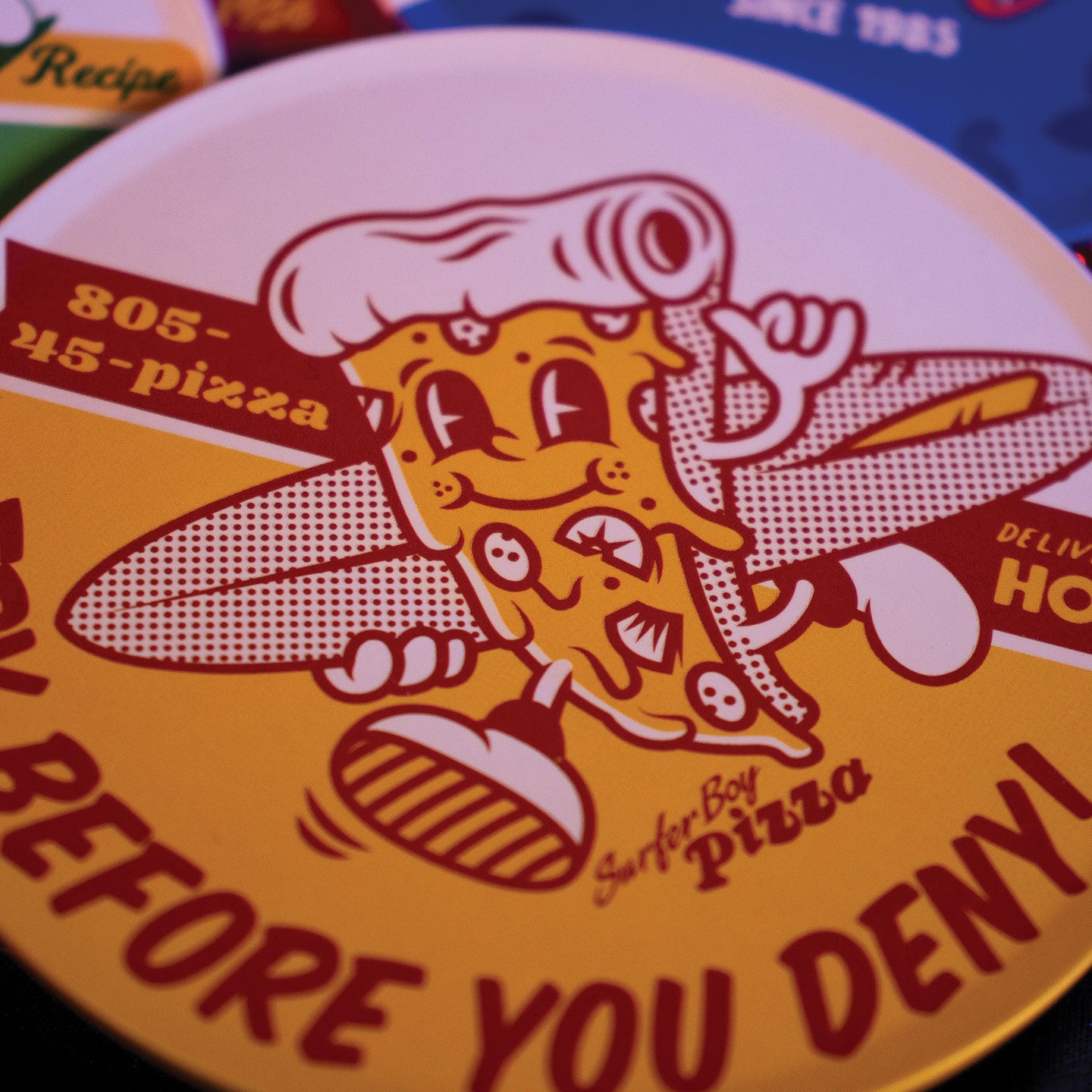 Stranger Things Set of 4 Coasters Pizza Lifestyle Close Up