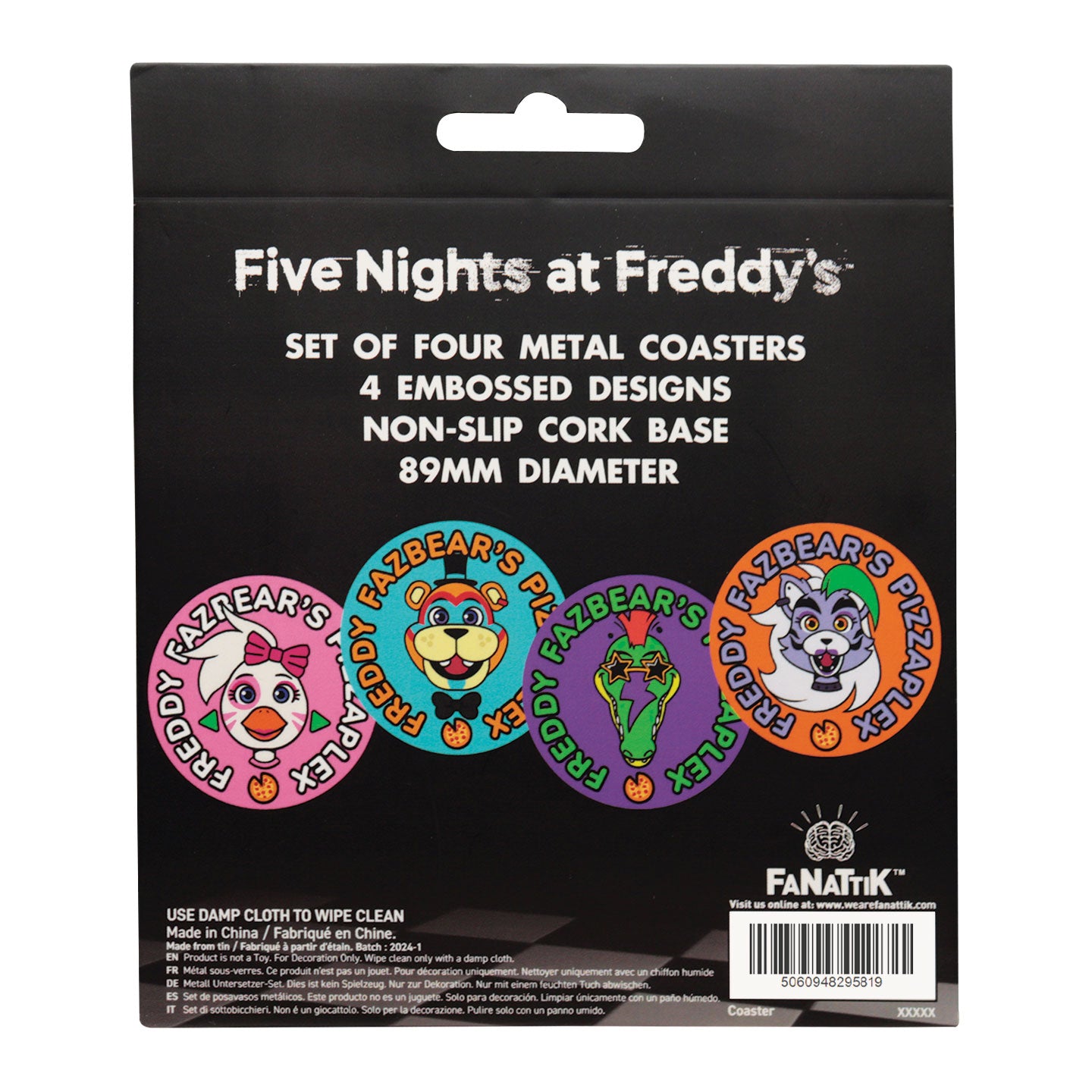 Five Nights at Freddy's Printed Drinks Coasters Packaging Reverse  