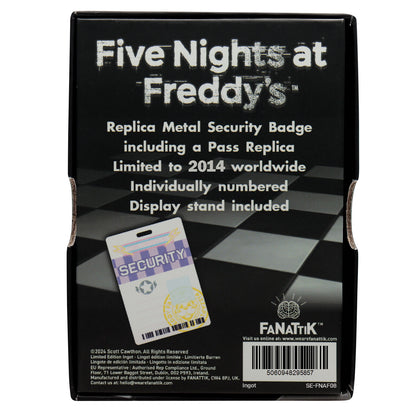 Five Nights at Freddy's Replica Security Badge Packaging Reverse