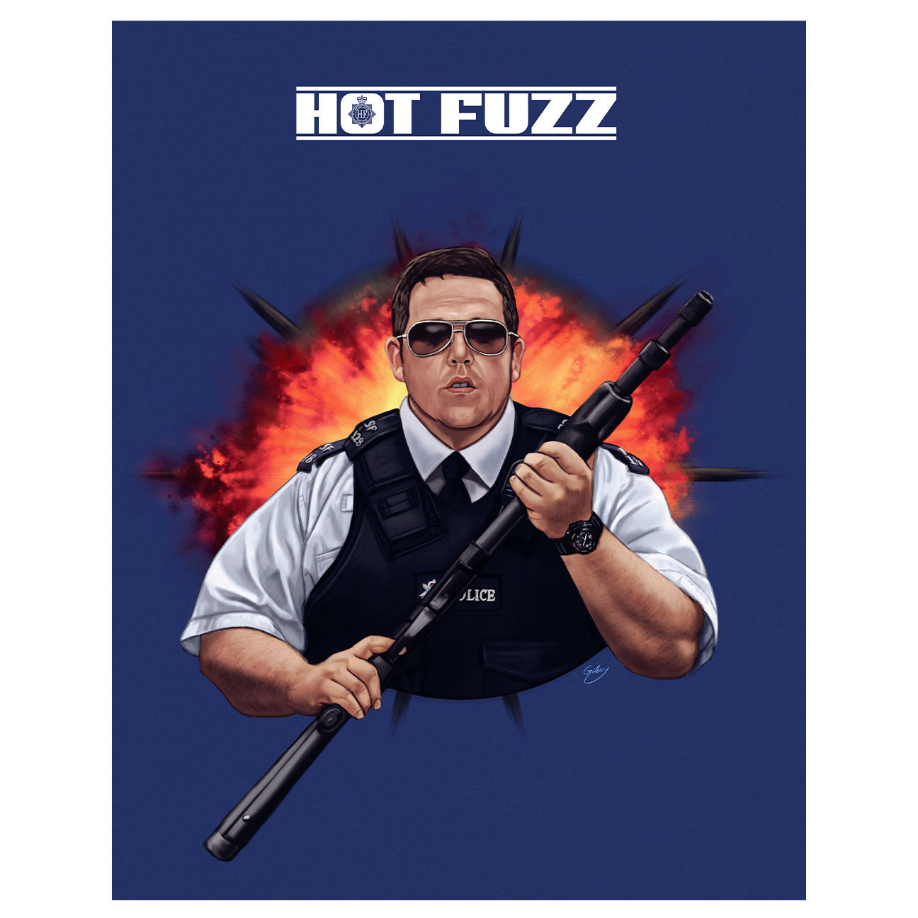 Hot Fuzz Limited Edition Art Print Fanattik   UV HF201 White 