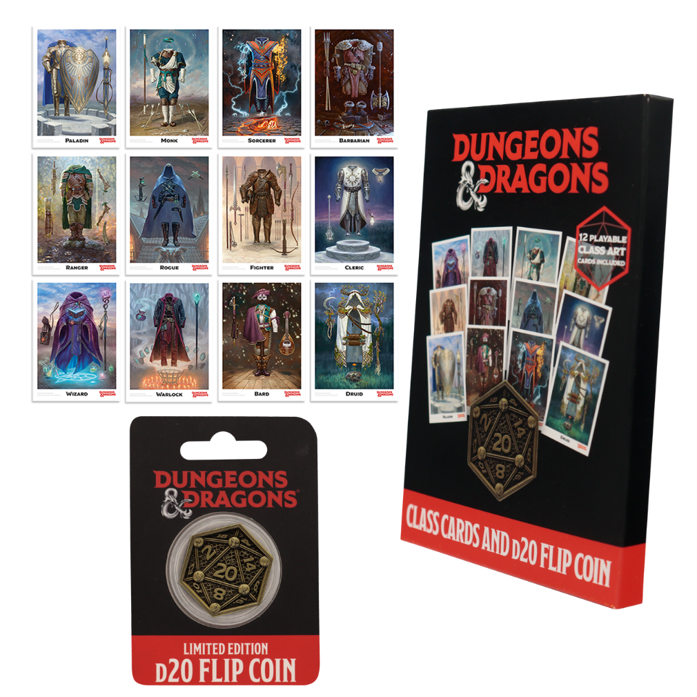 Dungeons & Dragons Class Cards and D20 Flip Coin