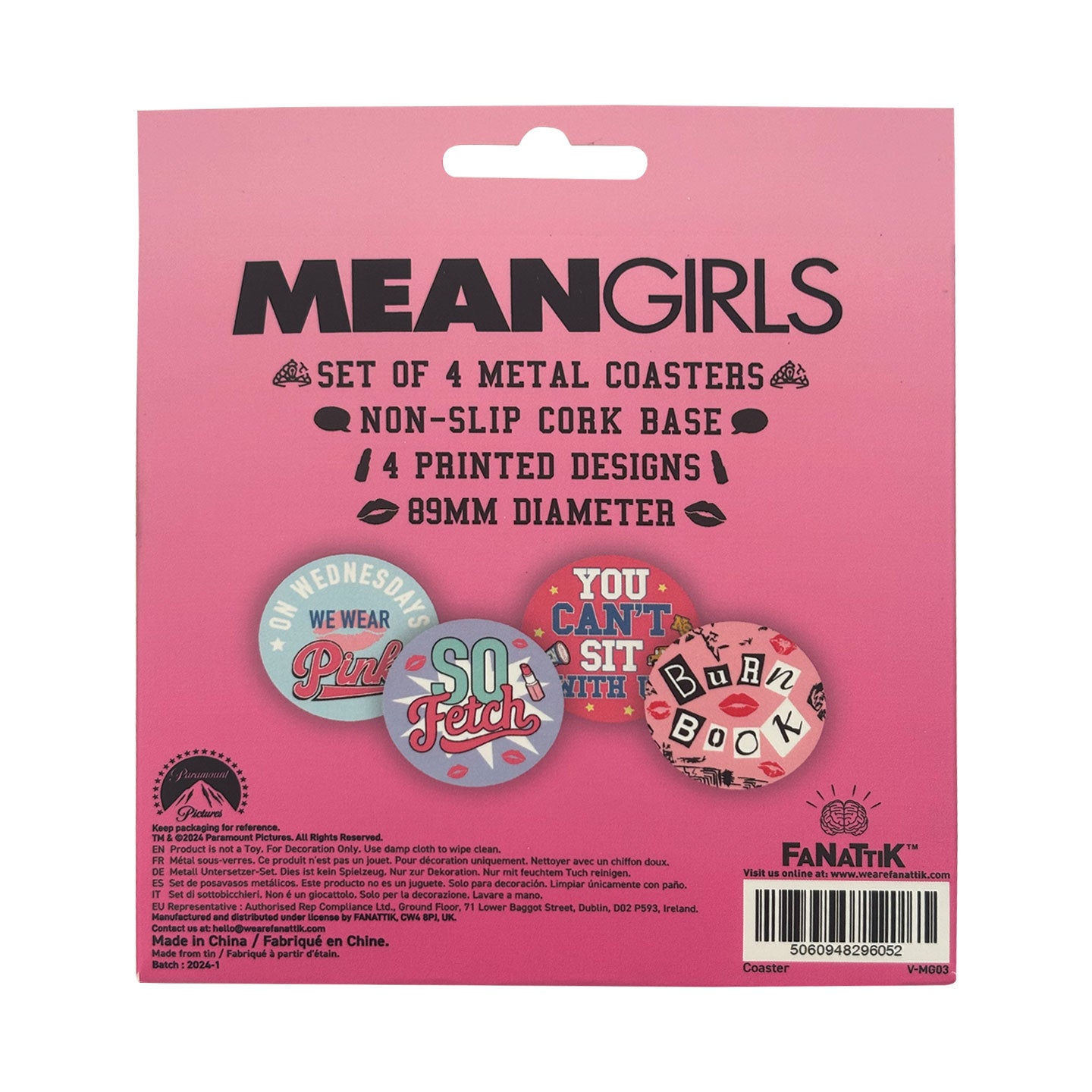 Mean Girls Set of four printed coasters from Fanattik