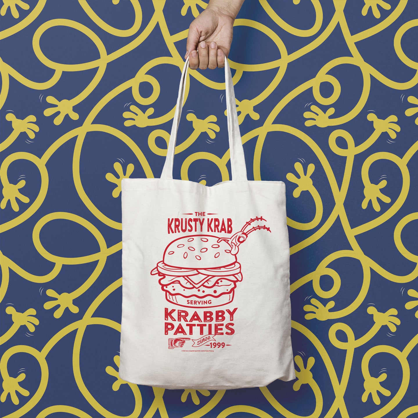 SpongeBob SquarePants Krabby patties design tote bag from Fanattik