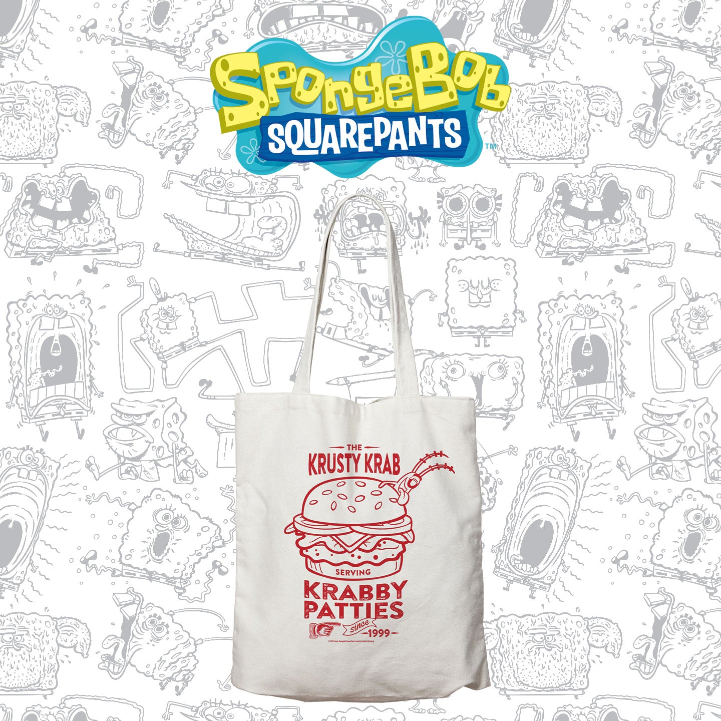 SpongeBob SquarePants Krabby patties design tote bag from Fanattik