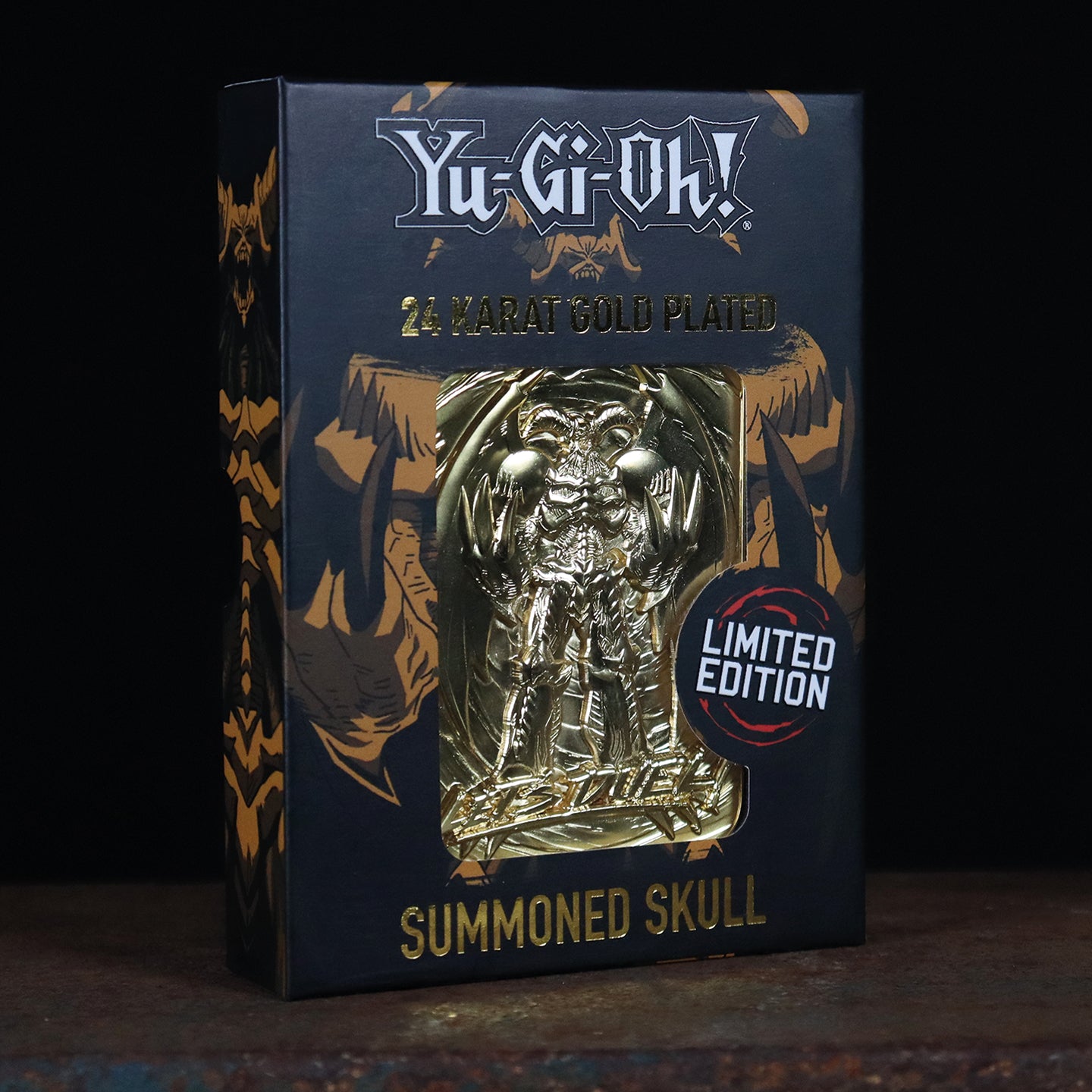 Yu-Gi-Oh! Limited Edition 24k Gold Plated Summoned Skull Metal Card Packaging Lifestyle