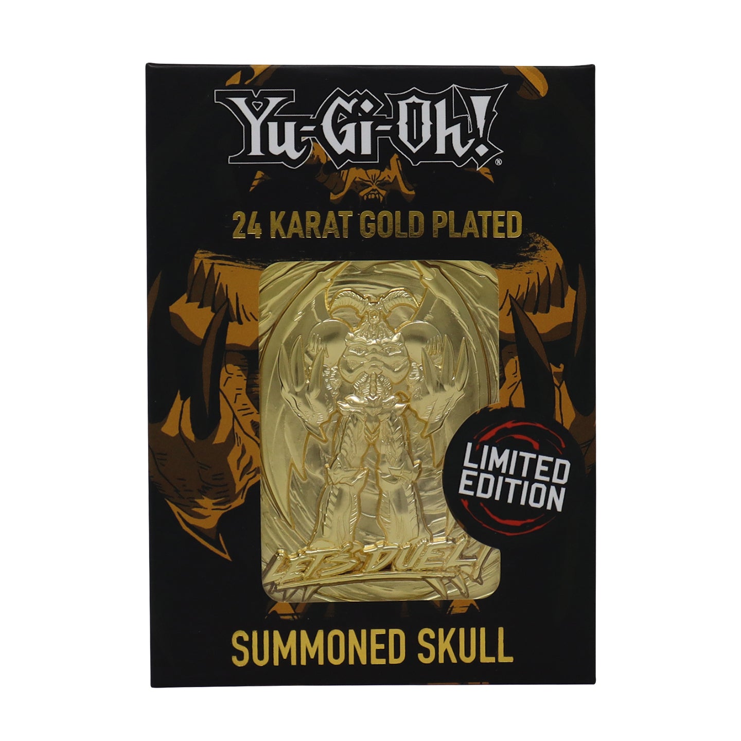 Yu-Gi-Oh! Limited Edition 24k Gold Plated Summoned Skull Metal Card Packaging Front View