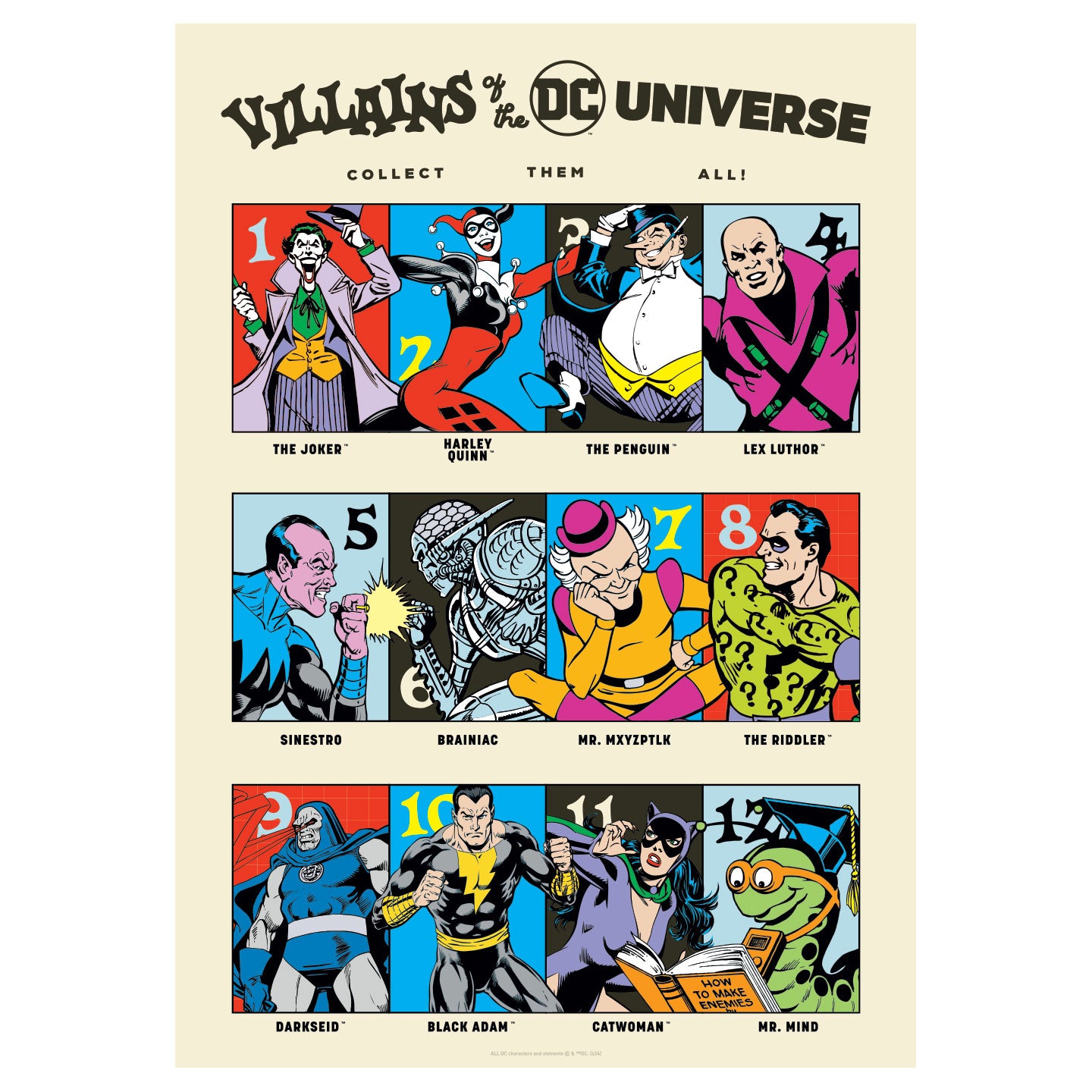 DC 90th Anniversary Villains A3 Art print