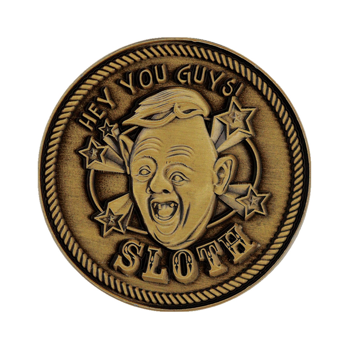 The Goonies Limited Edition Collectible Coin close up featuring Sloth